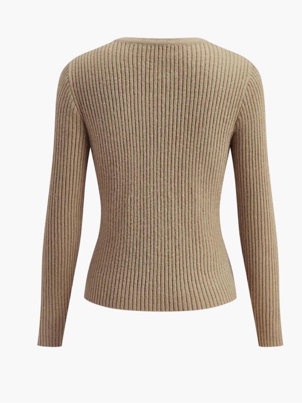 Commense Taupe Ribbed Button-Up Cardigan - Picture 9 of 9